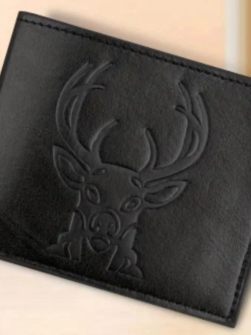 Black Embossed Deer Bifold Wallet - Men’s Leather Accessory